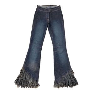 Bebe 90's Early 2000's Y2k Vintage Women's Contrast Stitch Fringe Flare Jeans 26